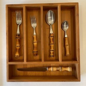 BAMBOO Flatware 40 piece Set Stainless Steel 18/10 NWOT for 8 people knife O/S